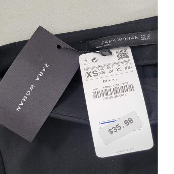 Zara Skirt Womens X-Small Black Mini with Ruffle Gothic Office Biker Rocker NWT - Picture 6 of 7